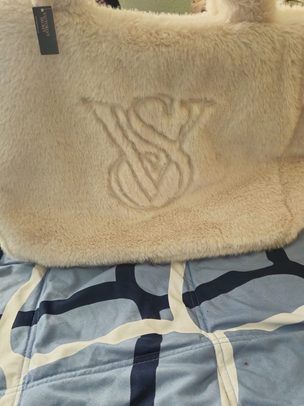 Victoria's Secret Plush Cream Faux Fur Tote